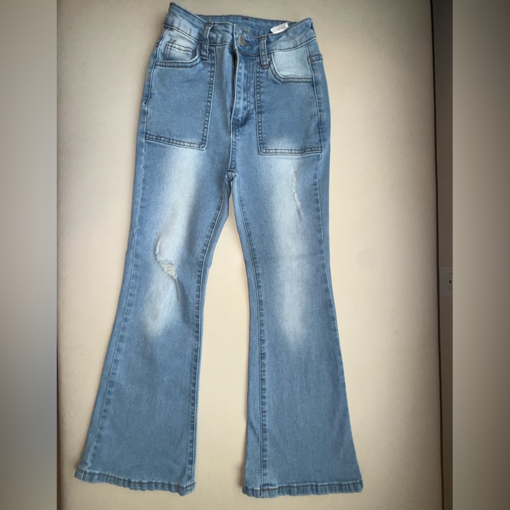 SHEIN Light Blue Distressed Kids Jeans